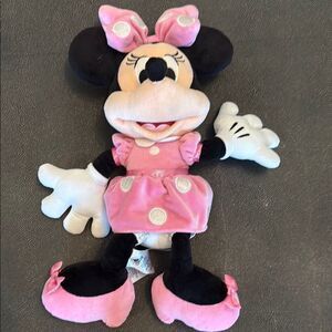 Disney Minnie Mouse Pink and Black Stuffed Animal